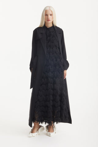 Belted Double-Breasted Trench Dress Black
