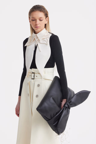 Wide Leg Trousers With Skirt Overlay Ivory