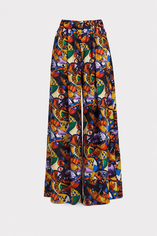 Abstract Print Cupro Blouse & Palazzo Trousers Co-Ord Set - Julia Allert