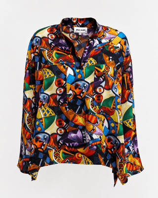 Abstract Print Cupro Blouse & Palazzo Trousers Co-Ord Set - Julia Allert