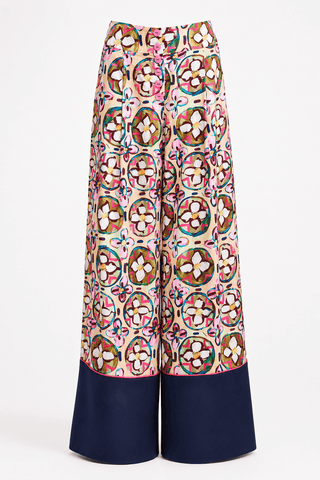 Abstract Print Satin Shirt & Wide Leg Trousers Co-Ord Set - Julia Allert
