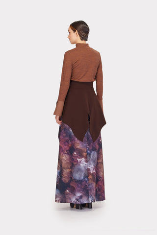 Warm Top With Cuffed Sleeves Melange Brown