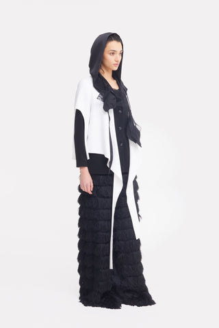 Architectural Asymmetrical Hooded Jacket – Black White - Julia Allert