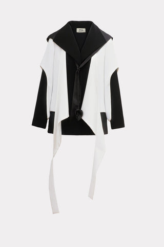Architectural Asymmetrical Hooded Jacket – Black White - Julia Allert