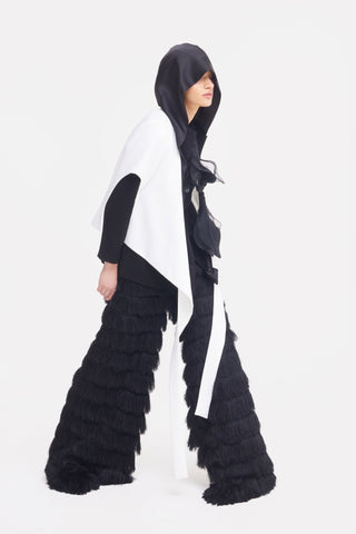 Architectural Asymmetrical Hooded Jacket – Black White - Julia Allert