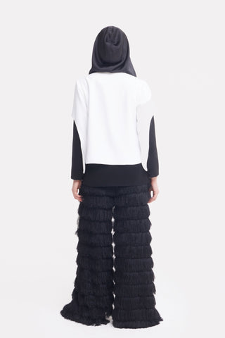 Architectural Asymmetrical Hooded Jacket – Black White - Julia Allert