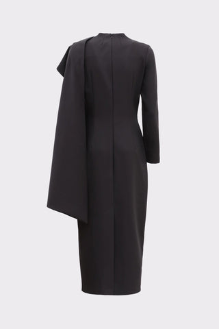 Architectural Cape Sheath Midi Dress Black - Julia Allert