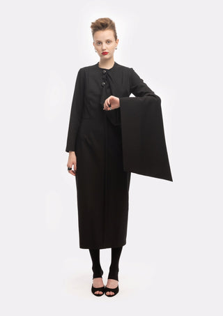 Architectural Cape Sheath Midi Dress Black - Julia Allert