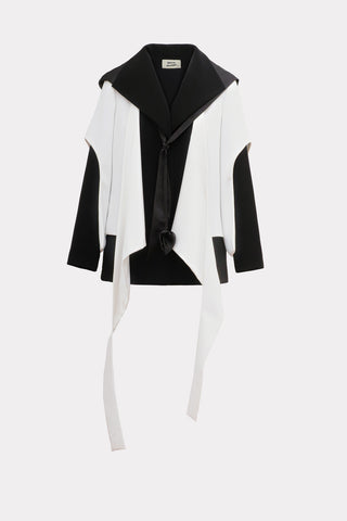 Architectural Asymmetrical Hooded Jacket – Black White