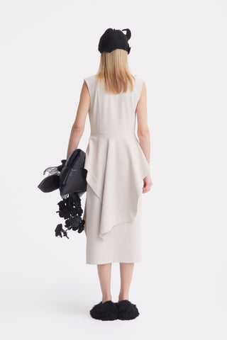 Architectural Draped Midi Dress – Beige - Julia Allert