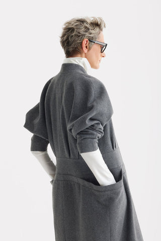 Architectural Wool-Effect Coat With Large Pockets Grey - Julia Allert