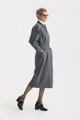 Architectural Wool-Effect Coat With Large Pockets Grey - Julia Allert