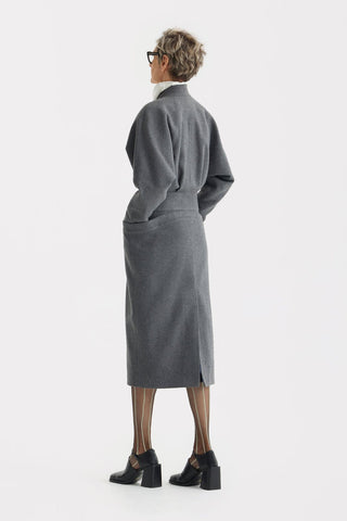 Architectural Wool-Effect Coat With Large Pockets Grey - Julia Allert
