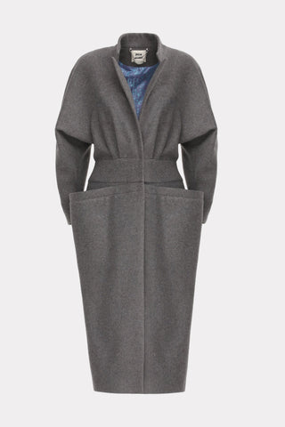 Architectural Wool-Effect Coat With Large Pockets Grey - Julia Allert