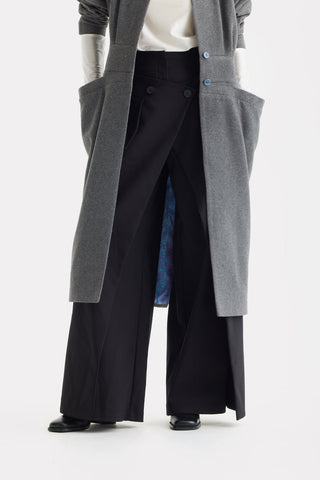 Architectural Wool-Effect Coat With Large Pockets Grey - Julia Allert