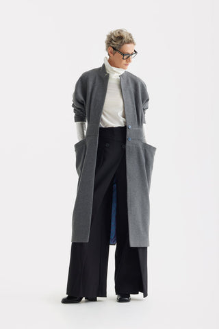 Architectural Wool-Effect Coat With Large Pockets Grey - Julia Allert