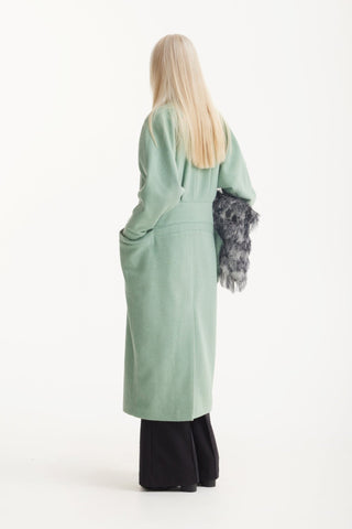 Architectural Wool-Effect Coat With Large Pockets Mint Green - Julia Allert