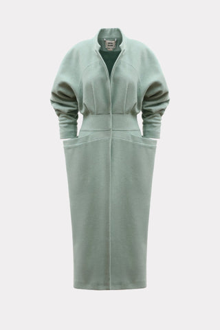 Architectural Wool-Effect Coat With Large Pockets Mint Green - Julia Allert