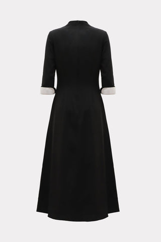 Art-Inspired Semi-Fitted Three-Quarter Sleeveless Dress - Black - Julia Allert