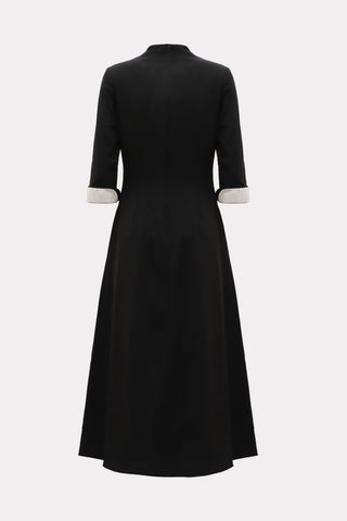 Art-Inspired Semi-Fitted Three-Quarter Sleeveless Dress - Black