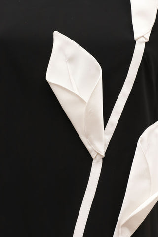 Art-Inspired Semi-Fitted Three-Quarter Sleeveless Dress - Black