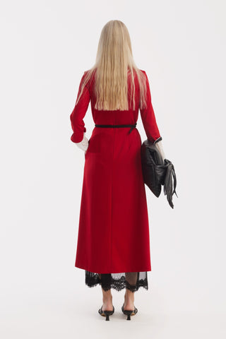 Art-Inspired Semi-Fitted Three-Quarter Sleeves Dress - Red - Julia Allert