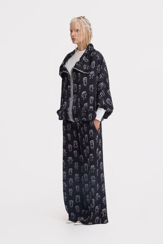 Art Print Bomber Jacket & Wide-Leg Palazzo Co-Ord Set – Black - Julia Allert