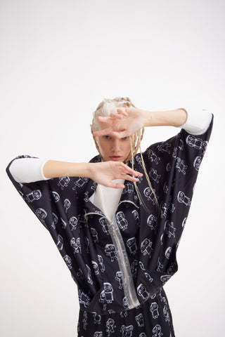 Art Print Bomber Jacket & Wide-Leg Palazzo Co-Ord Set – Black - Julia Allert
