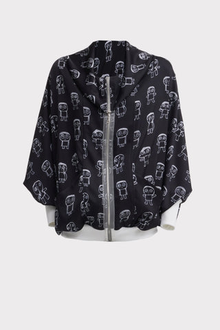 Art Print Bomber Jacket & Wide-Leg Palazzo Co-Ord Set – Black - Julia Allert
