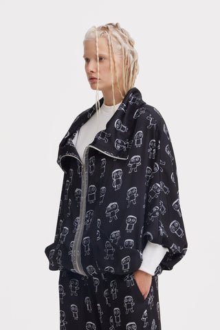 Art Print Bomber Jacket & Wide-Leg Palazzo Co-Ord Set – Black - Julia Allert
