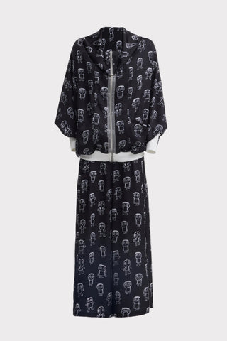 Art Print Bomber Jacket & Wide-Leg Palazzo Co-Ord Set – Black - Julia Allert