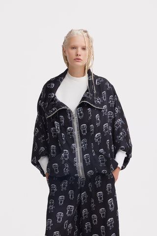Art Print Bomber Jacket & Wide-Leg Palazzo Co-Ord Set – Black - Julia Allert
