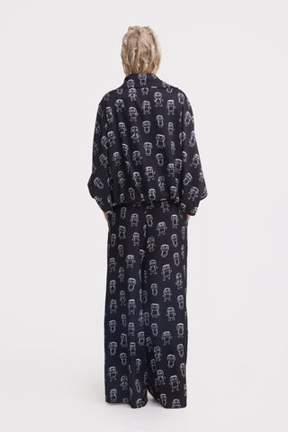 Art Print Bomber Jacket & Wide-Leg Palazzo Co-Ord Set – Black - Julia Allert