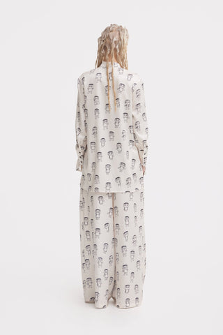 Art Print Longline Blouse & Wide-Leg Co-Ord Set – Ivory - Julia Allert
