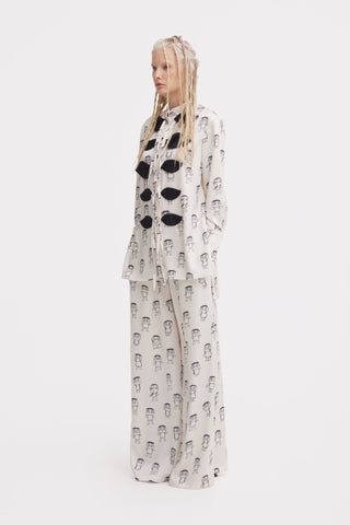 Art Print Longline Blouse & Wide-Leg Co-Ord Set – Ivory - Julia Allert