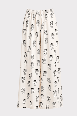 Art Print Longline Tie Front Blouse – Ivory - Julia Allert