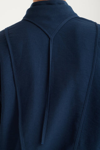Artistic Asymmetric Textured Viscose Blouse - Navy - Julia Allert