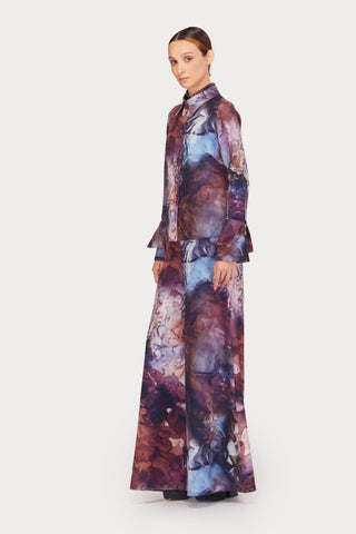 Artistic Design Long-Sleeve Shirt Abstract Print Brown - Julia Allert
