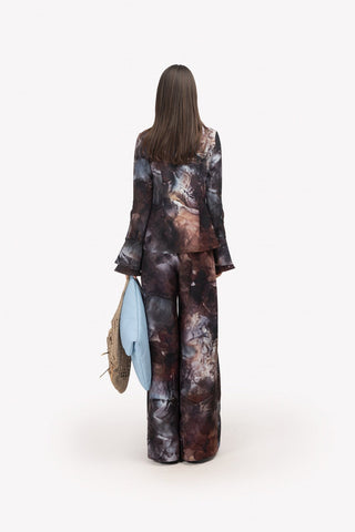 Artistic Design Long-Sleeve Shirt Abstract Print Brown - Julia Allert