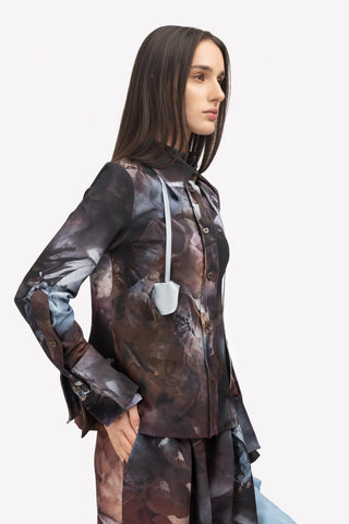 Artistic Design Long-Sleeve Shirt Abstract Print Brown - Julia Allert