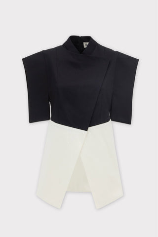 Asymmetric Colour Block Top - Black & White - Julia Allert