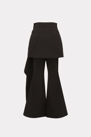 Asymmetric Overlay Flared Trousers Black