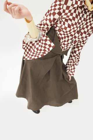 Asymmetrical Hem High-Waisted Denim Skirt Brown - Julia Allert