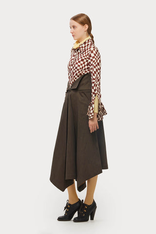 Asymmetrical Hem High-Waisted Denim Skirt Brown - Julia Allert