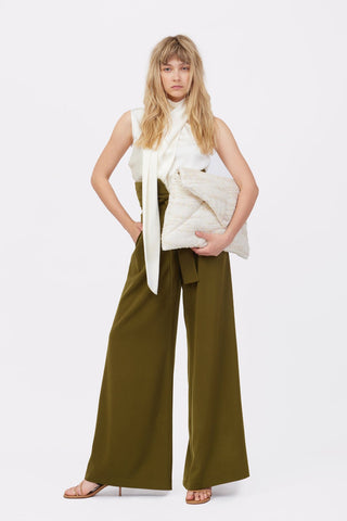 Asymmetrical Satin Top With Choker Collar Ivory - Julia Allert