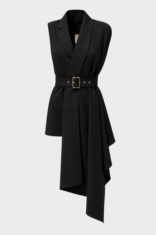 Asymmetrical Sleeveless Blazer - Black - Julia Allert