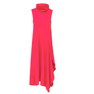 Asymmetrical Sleeveless Long Dress Neon Pink