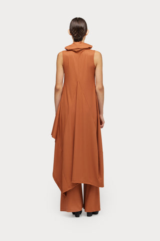 Asymmetrical Sleeveless Long Dress Terracotta