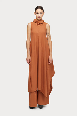 Asymmetrical Sleeveless Long Dress Terracotta