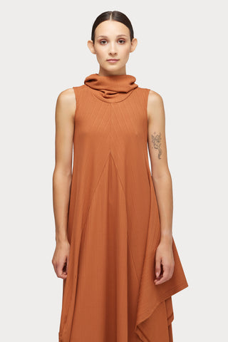 Asymmetrical Sleeveless Long Dress Terracotta